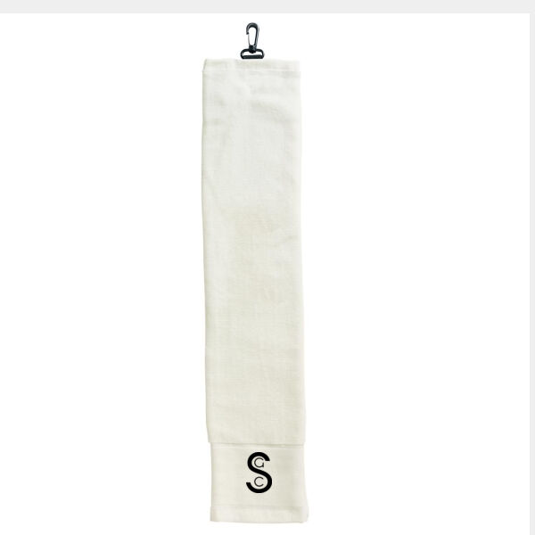 White Golf Towel, Black logo Thumbnail