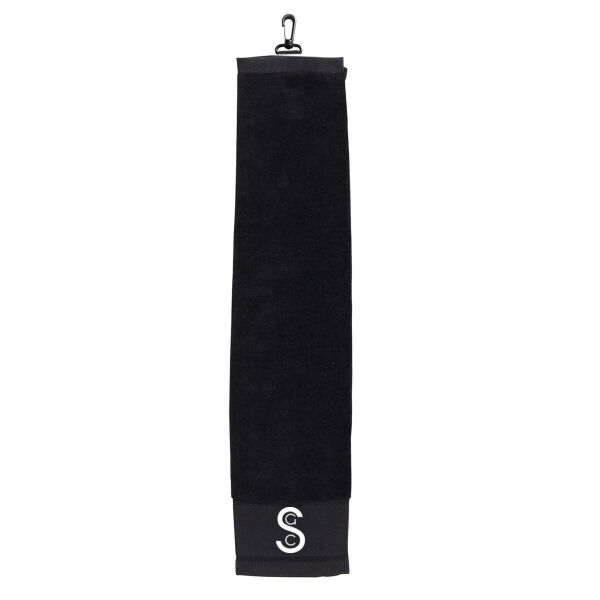 Black Golf Towel, White logo Thumbnail
